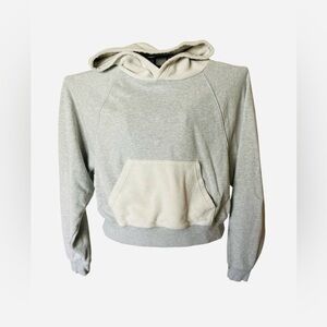 Aerie Gray Cropped Hoodie Sweatshirt Woman’s Size Medium Oversized Cotton